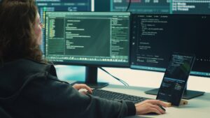 Cyber intelligence team using advanced technology to secure computer networks