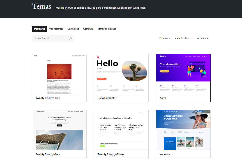 Elegir Un Tema Del Repositorio De WordPress Para El Desarrollo Web. Desarrollo Wordpress